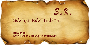 Sági Kálmán névjegykártya